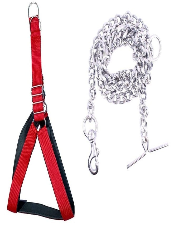 Pups&Pets Combo Adjustable Padded Chest Belt Harness & Dog Chain for Small & Medium Dogs (3/4 Inch) - Image 1